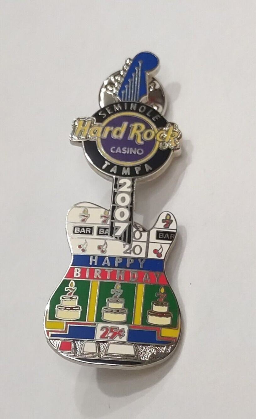'07 Hard Rock Cafe Pin Happy Birthday Seminole Silver Tone